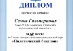 Второй этап городской интерактивно-интеллектуальной игры «Политический биатлон» состоялся 27 ноября в Каменске-Уральском